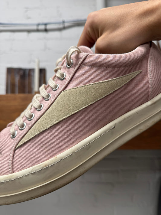 SS2023 Rick Owens Pink Canvas ‘Vans’ High Top Sneakers