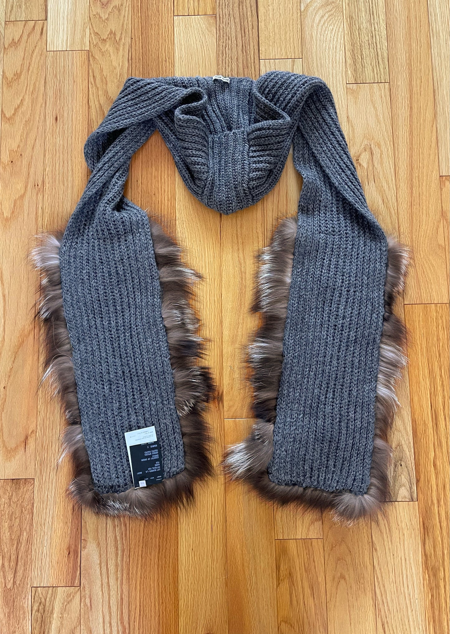 Spring Summer 2000 Miu Miu Hooded ‘Fox Fur’ Wool Scarf