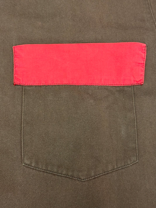 SS1999 Helmut Lang Red/Brown Panelled Cotton Button Up Shirt