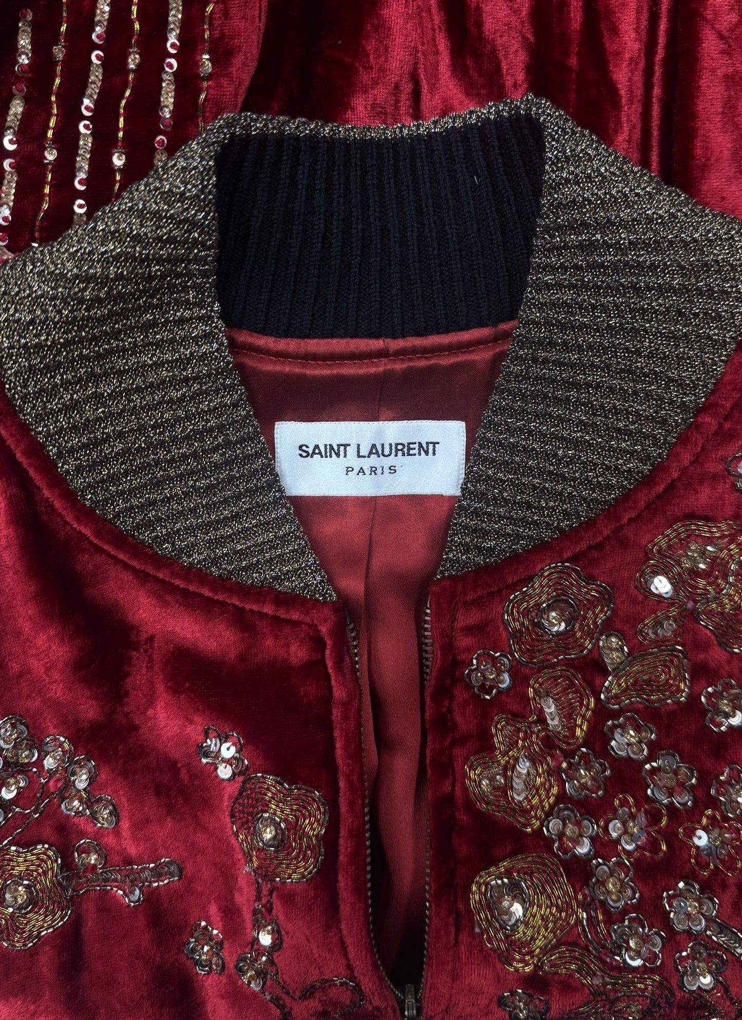 AW2019 Saint Laurent Sequin Hand Beaded ‘Sukajan’ Souvenir Jacket
