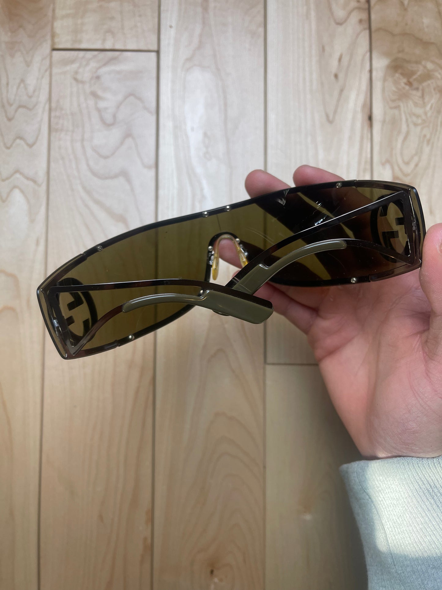 Gucci Rimless Visor Brown Tinted Sunglasses