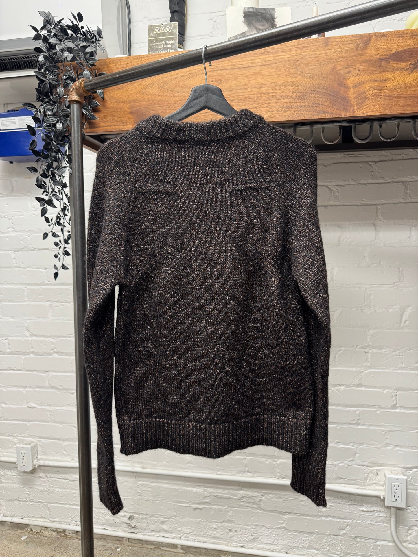Dior Homme Speckled Brown Wool Quarter Zip Sweater