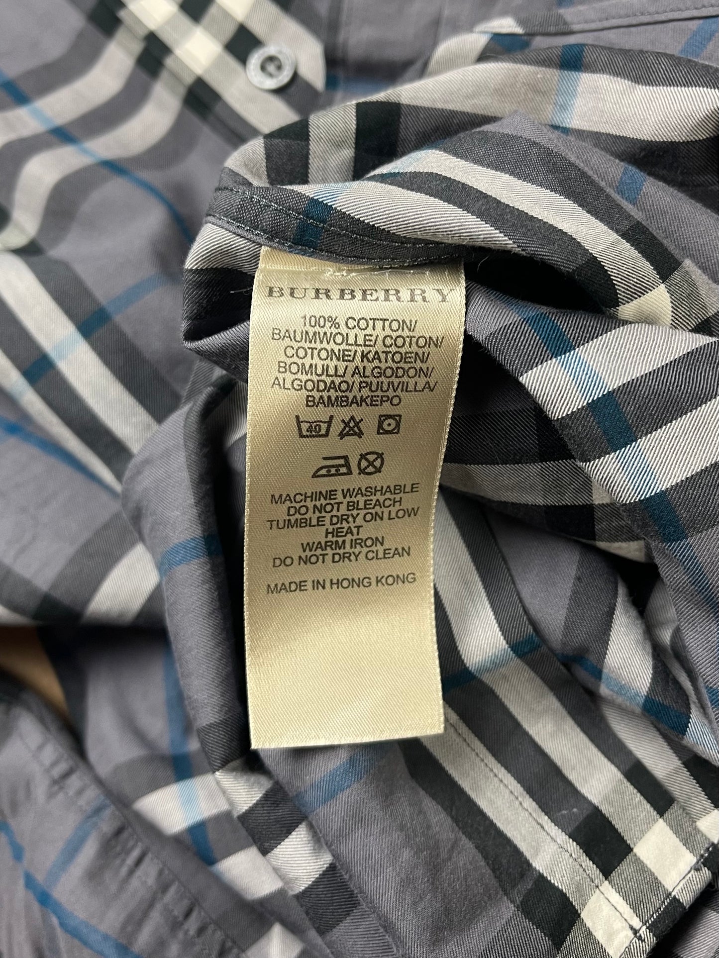 Burberry Nova Check Blue Plaid Button Down Shirt