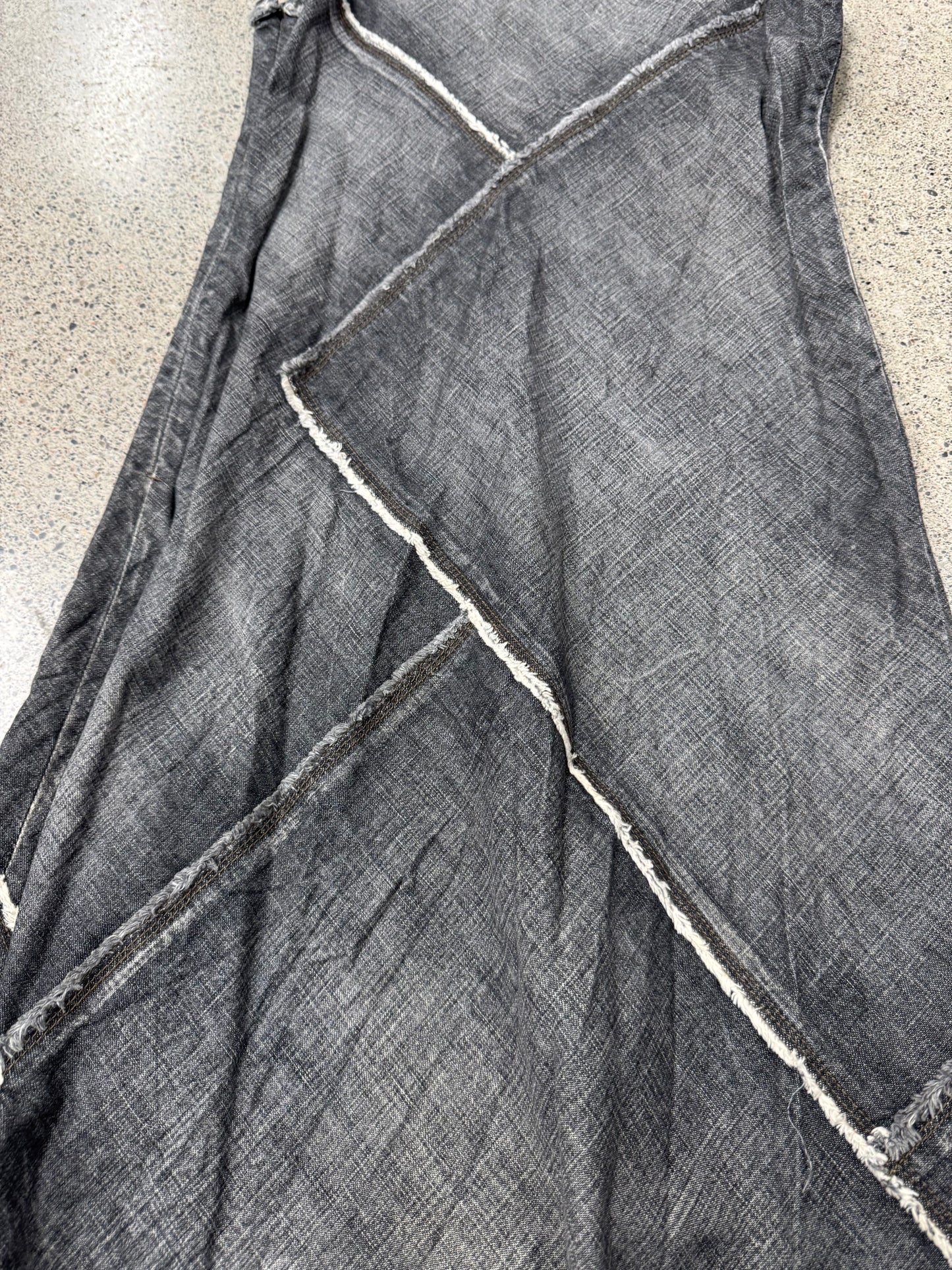 Vintage Jean Paul Gaultier ‘Fringed Raw Seam’ Spiral Cut Denim Dress