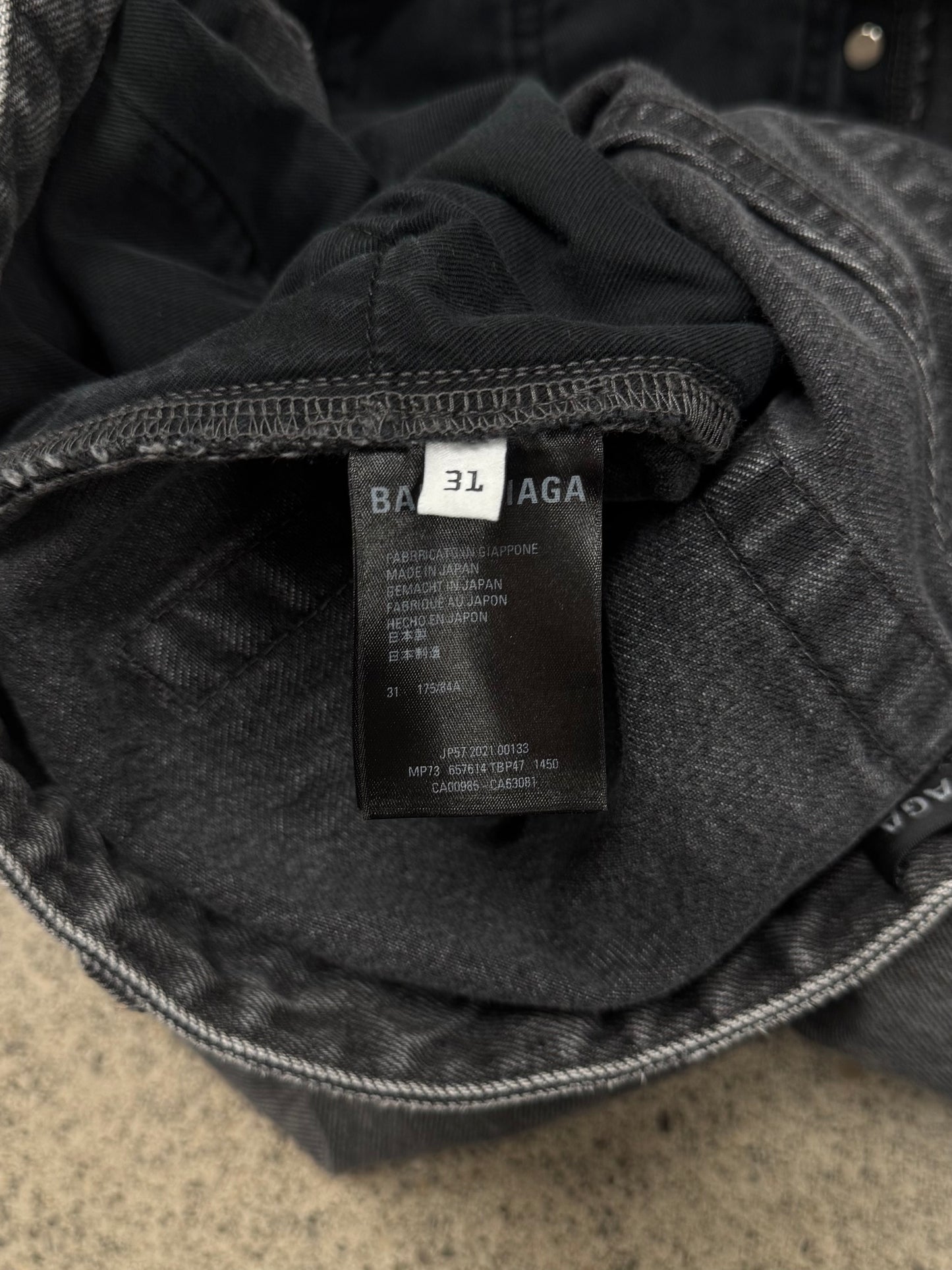 2021 Balenciaga Straight Cut Stone Wash Grey Denim