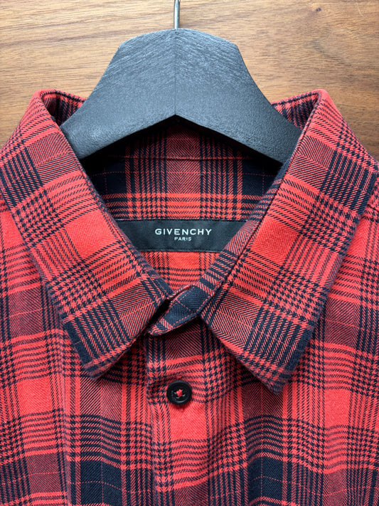 Givenchy Tartan Plaid Black/Red Flannel Shirt