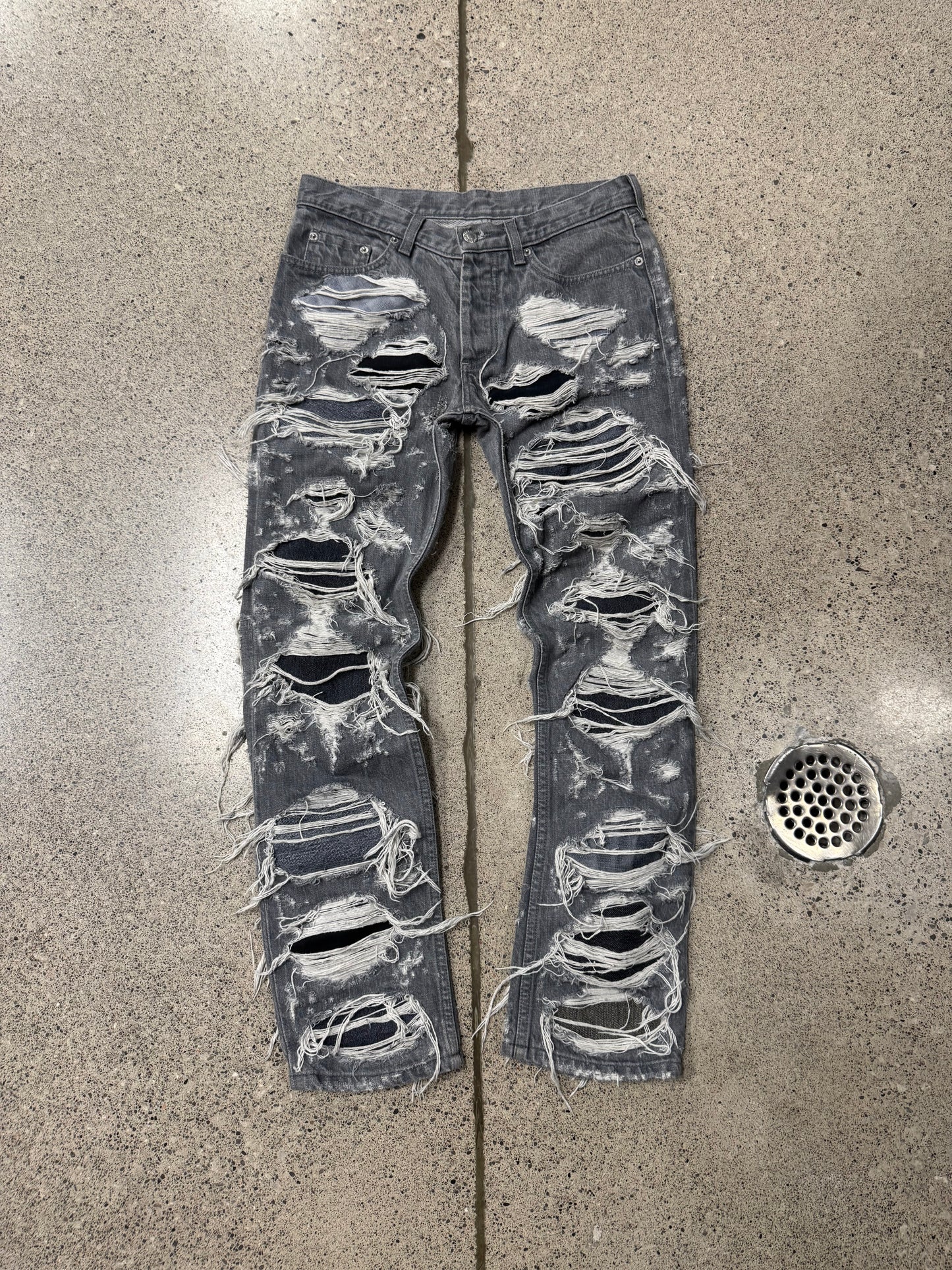 Vintage Helmut Lang Thrash Distressed Blowout Denim