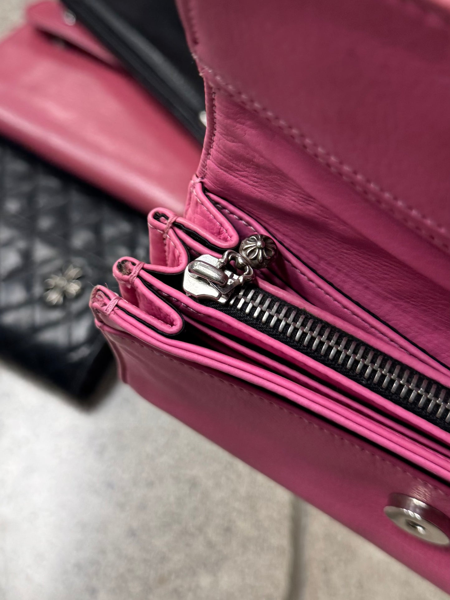 Chrome Hearts Pink ‘Continental’ Long Calfskin Leather Wallet