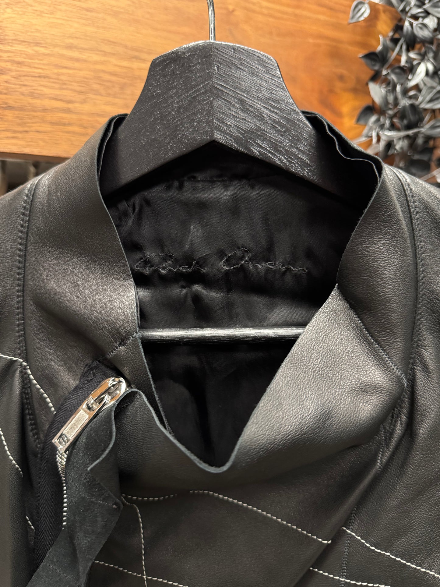 Rick Owens DRKSHDW Contrast Stitch Thin Lambskin Leather Jacket