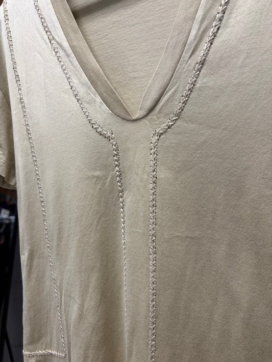 SS2008 Dior Homme V-Neck Braided Cotton Distressed T-Shirt