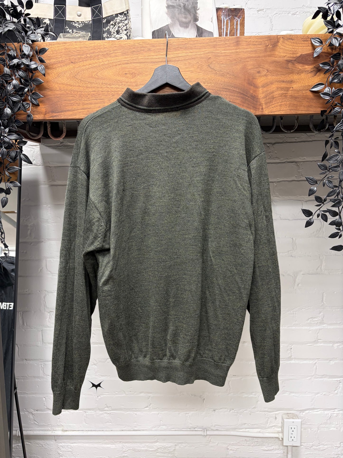 Vintage Yves Saint Laurent Embroidered Logo Long Sleeve Knit Polo