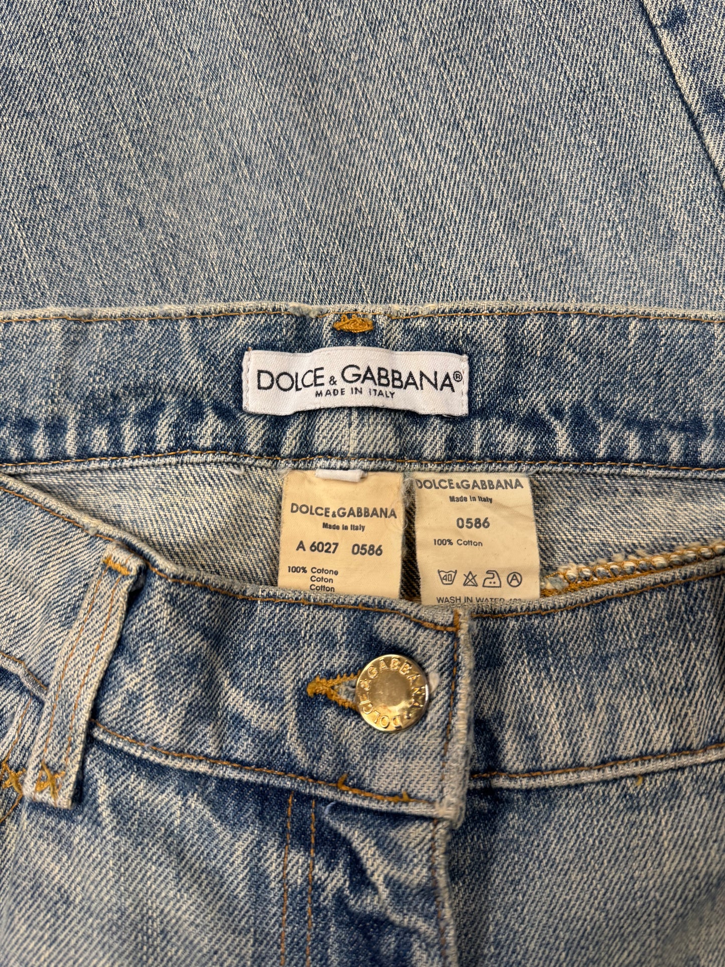 2000s Dolce & Gabbana Mainline Light Wash Blue Flared Denim