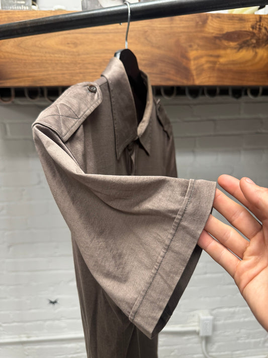 2000s Gucci ‘Epaulette’ Detailed Gloss Brown Short Sleeve Shirt