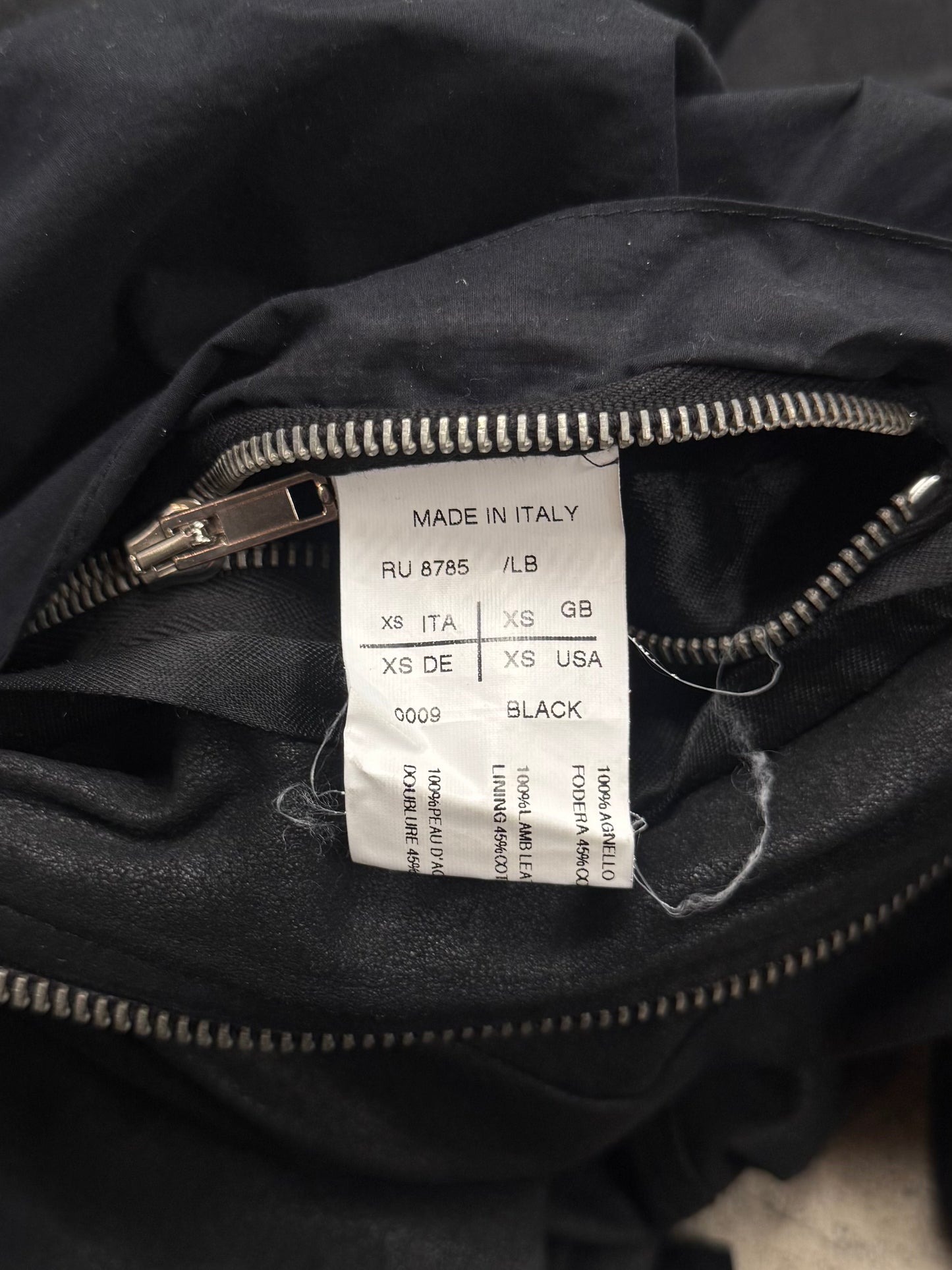 Rick Owens Blistered Lambskin Leather ‘Scarf Wrap’ Leather Jacket