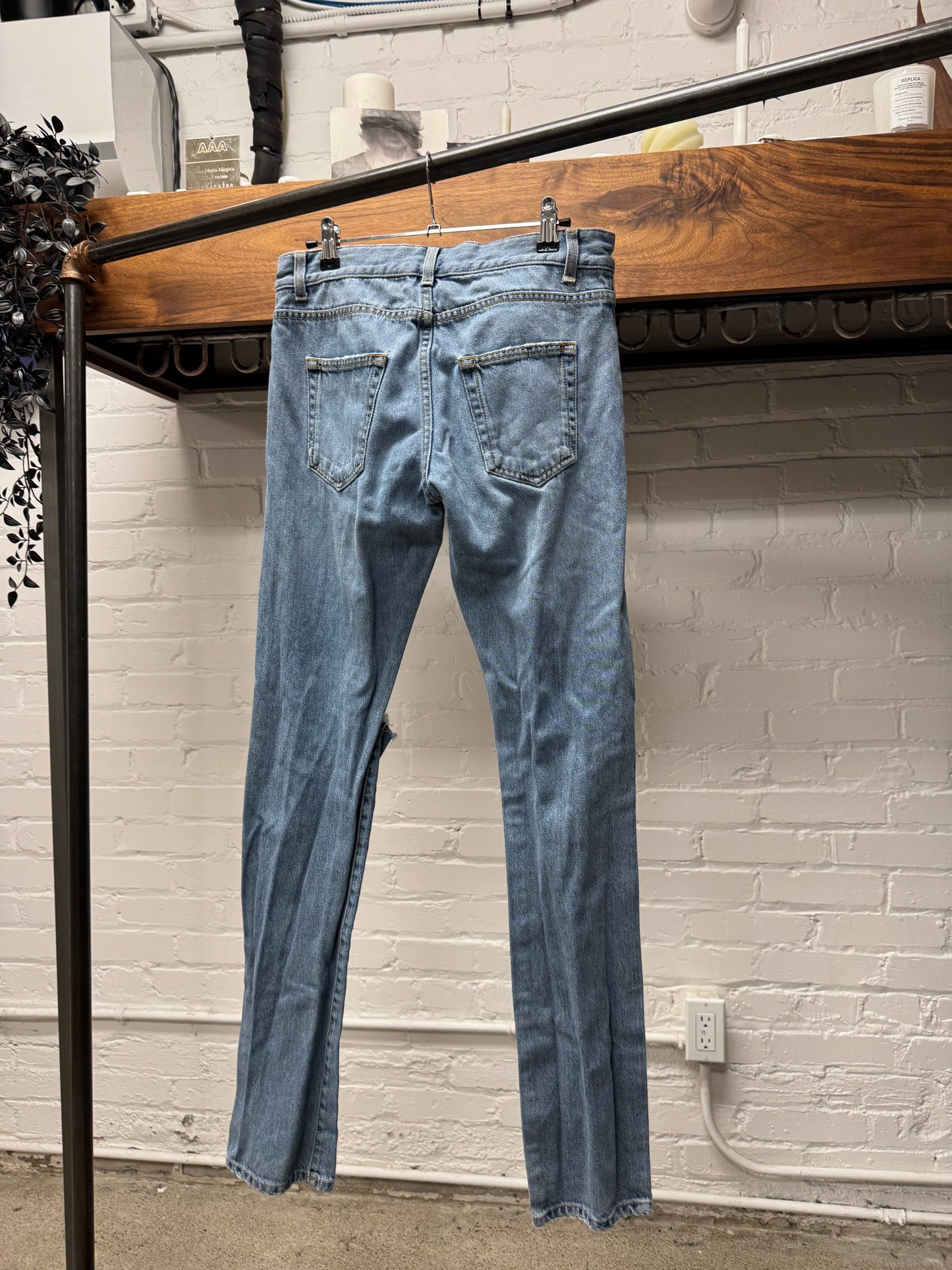 2017 Saint Laurent Pocket Logo ‘D14’ Distressed Blue Denim