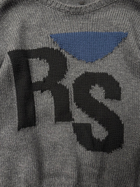 AW2020 Raf Simons Cropped ‘RS’ Logo Cropped Knit Sweater