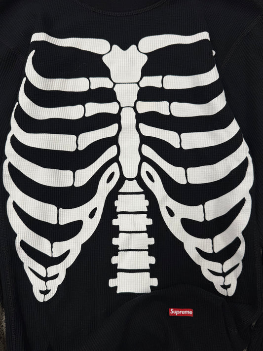 AW2024 Supreme x Hanes ‘Skeleton’ Thermal Black Long Sleeve Shirt