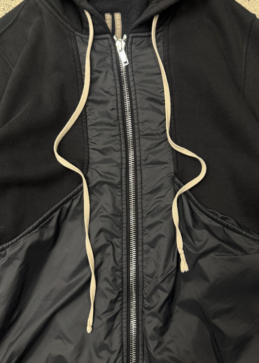 Rick Owens DRKSHDW ‘Jason’ Nylon Panelled Zip Up Hoodie