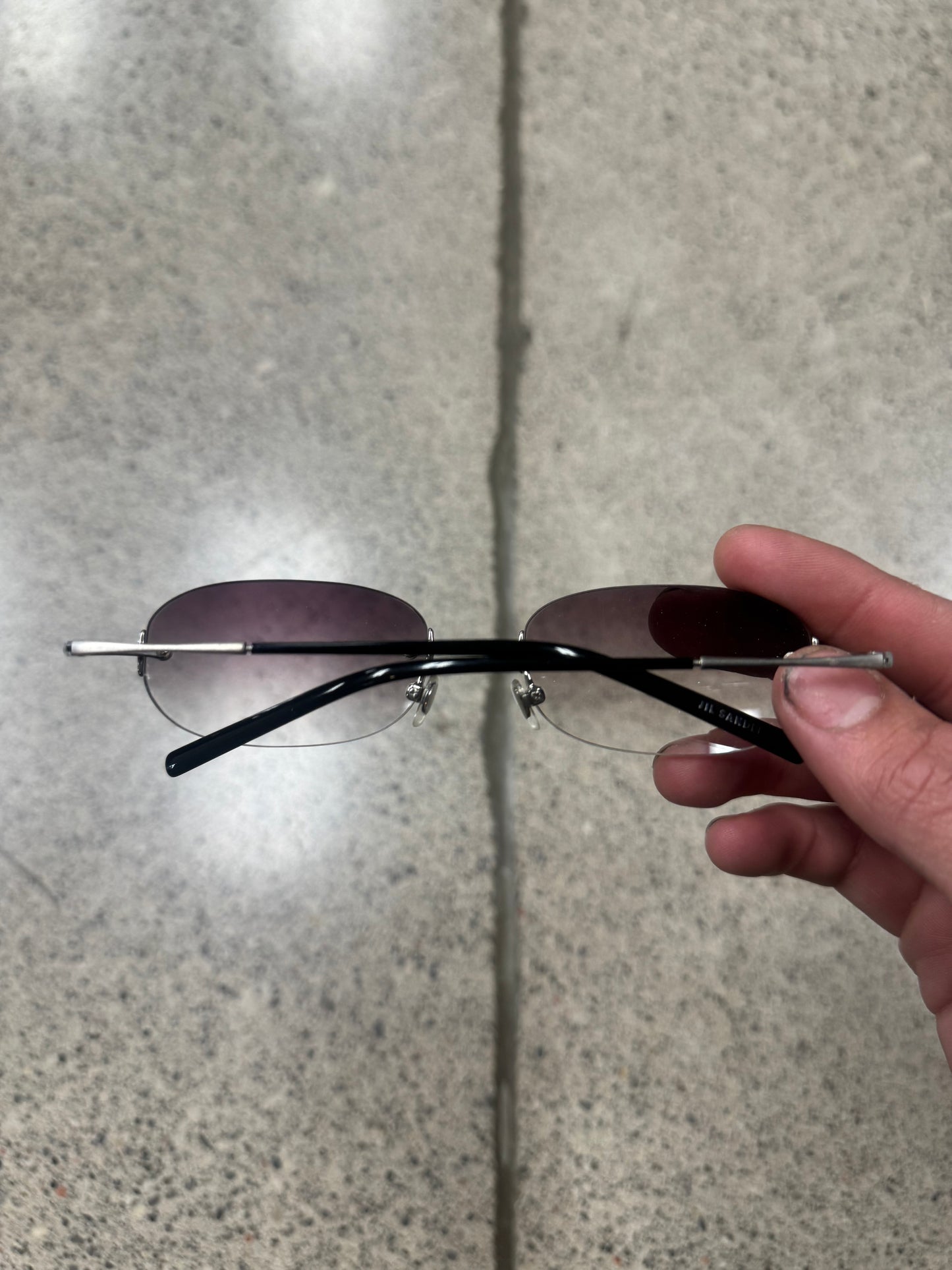 Jil Sander Purple Tinted Rimless Sunglasses