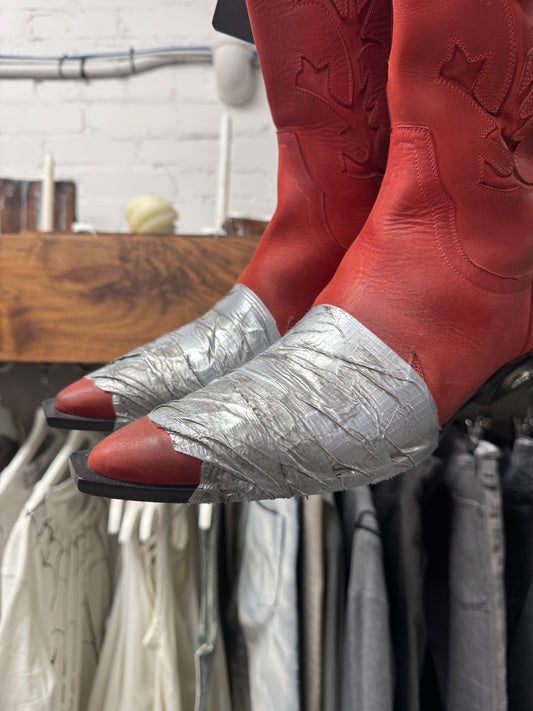 Enfants Riches Deprimes ‘Duct Tape’ Leather Cowboy Western Boots