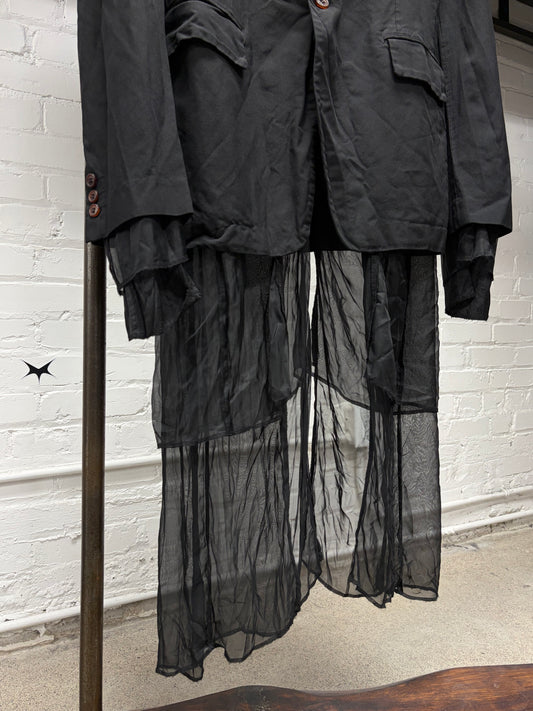 2013 Comme Des Garçons Homme Plus Draped Silk Liner Long Flowing Blazer