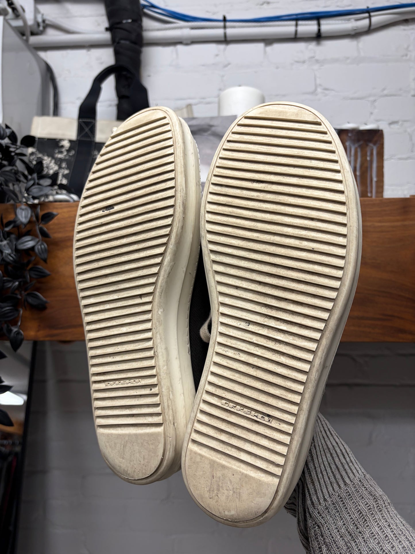 Rick Owens Black/Milk Canvas ‘Vans’ Low Top Sneakers