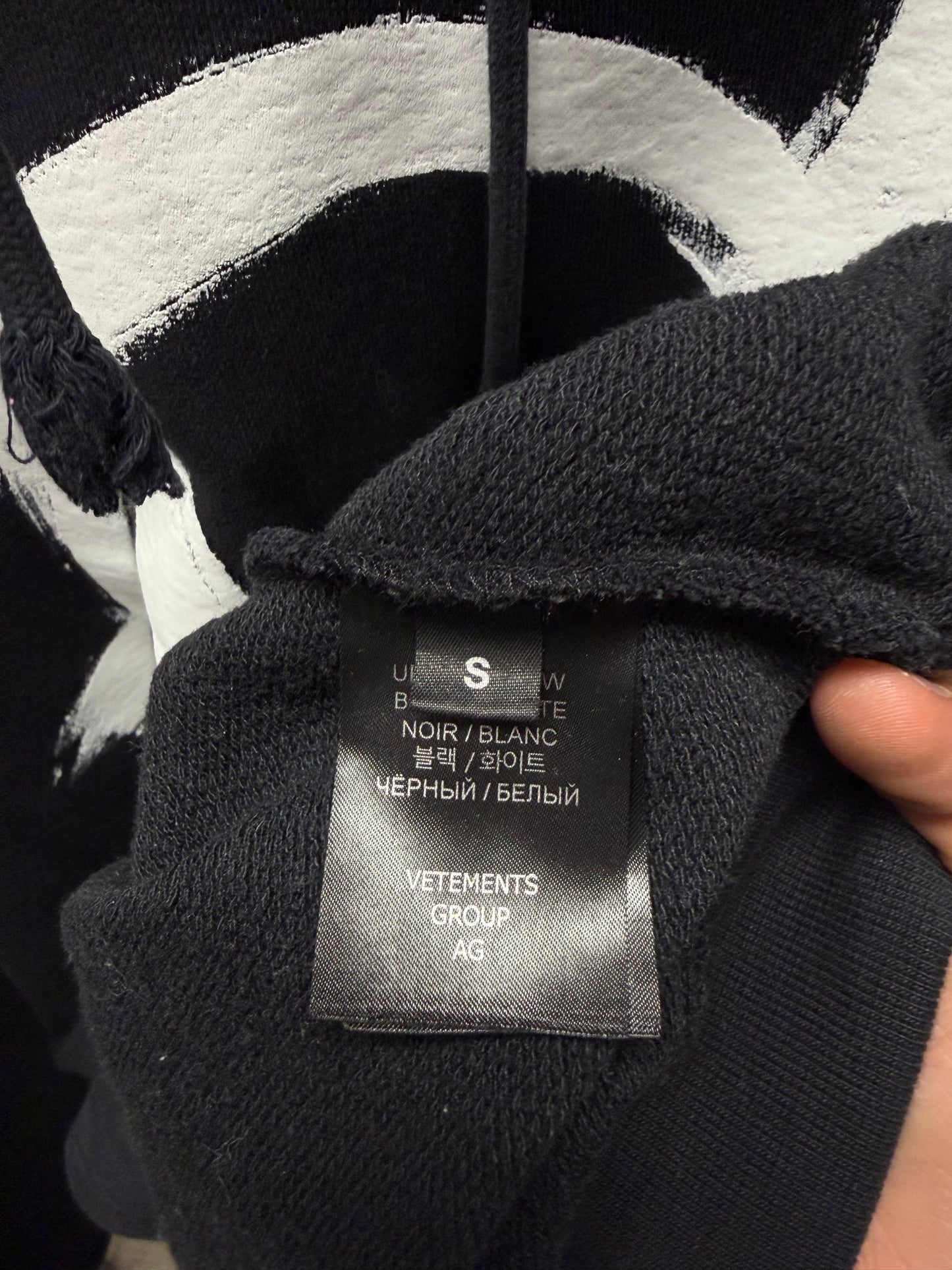 Vetements ‘Anarchy’ Gothic Sleeve Logo Black Pullover Hoodie