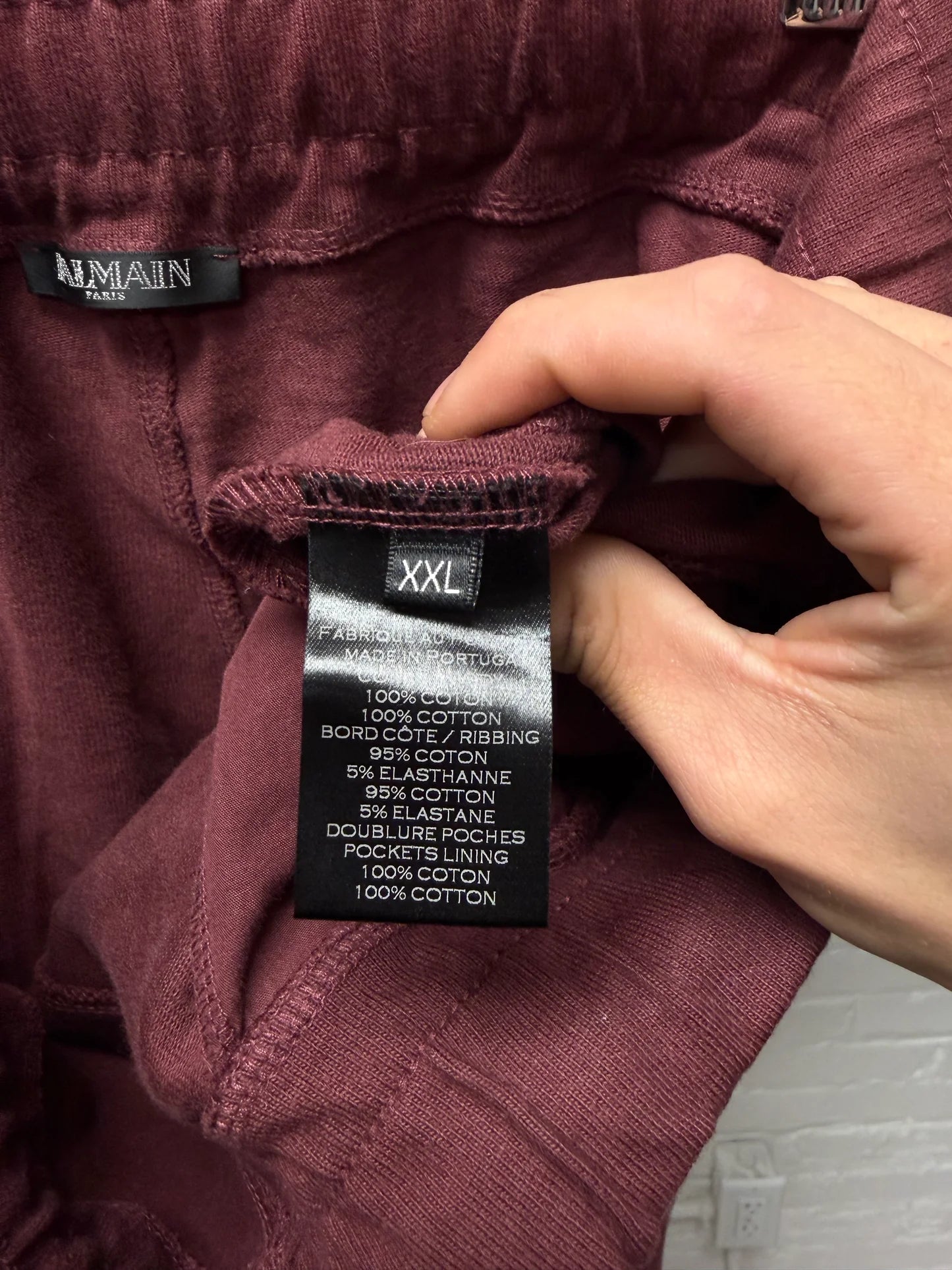 Balmain Oxblood Red Biker Sweatpants