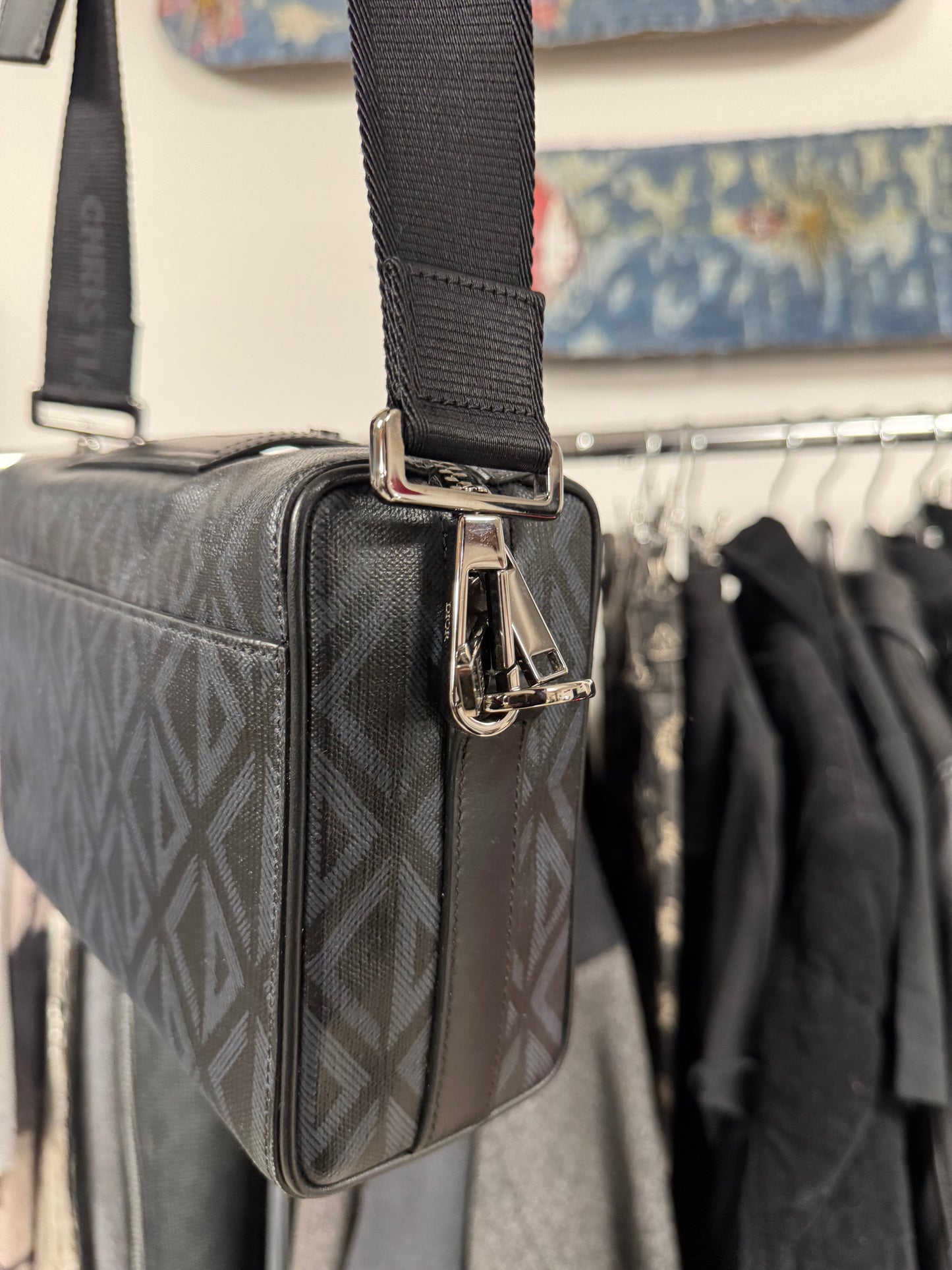 Dior CD ‘Lingot’ Leather Monogram Roller Buckle Crossbody Bag