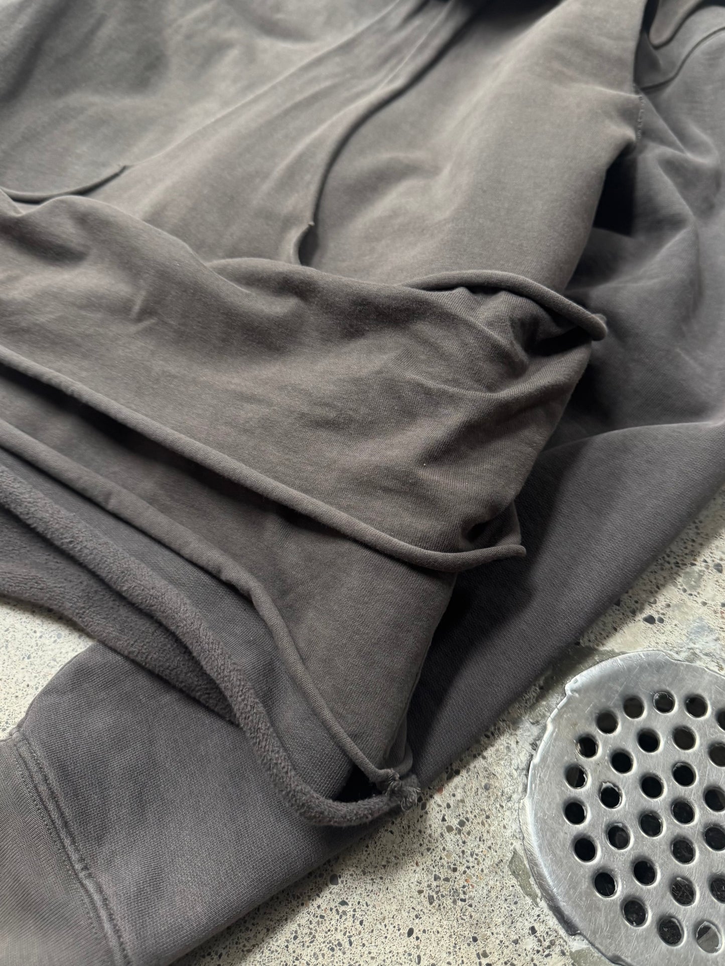 Rick Owens ‘Slab’ Layered Leather ‘Dust’ Hoodie