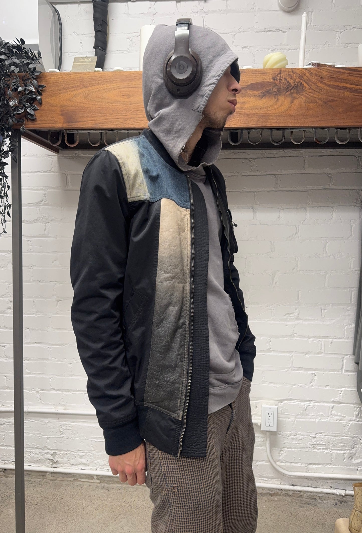 SS2011 Rick Owens ‘Anthem’ Patched Denim Flight Bomber Jacket