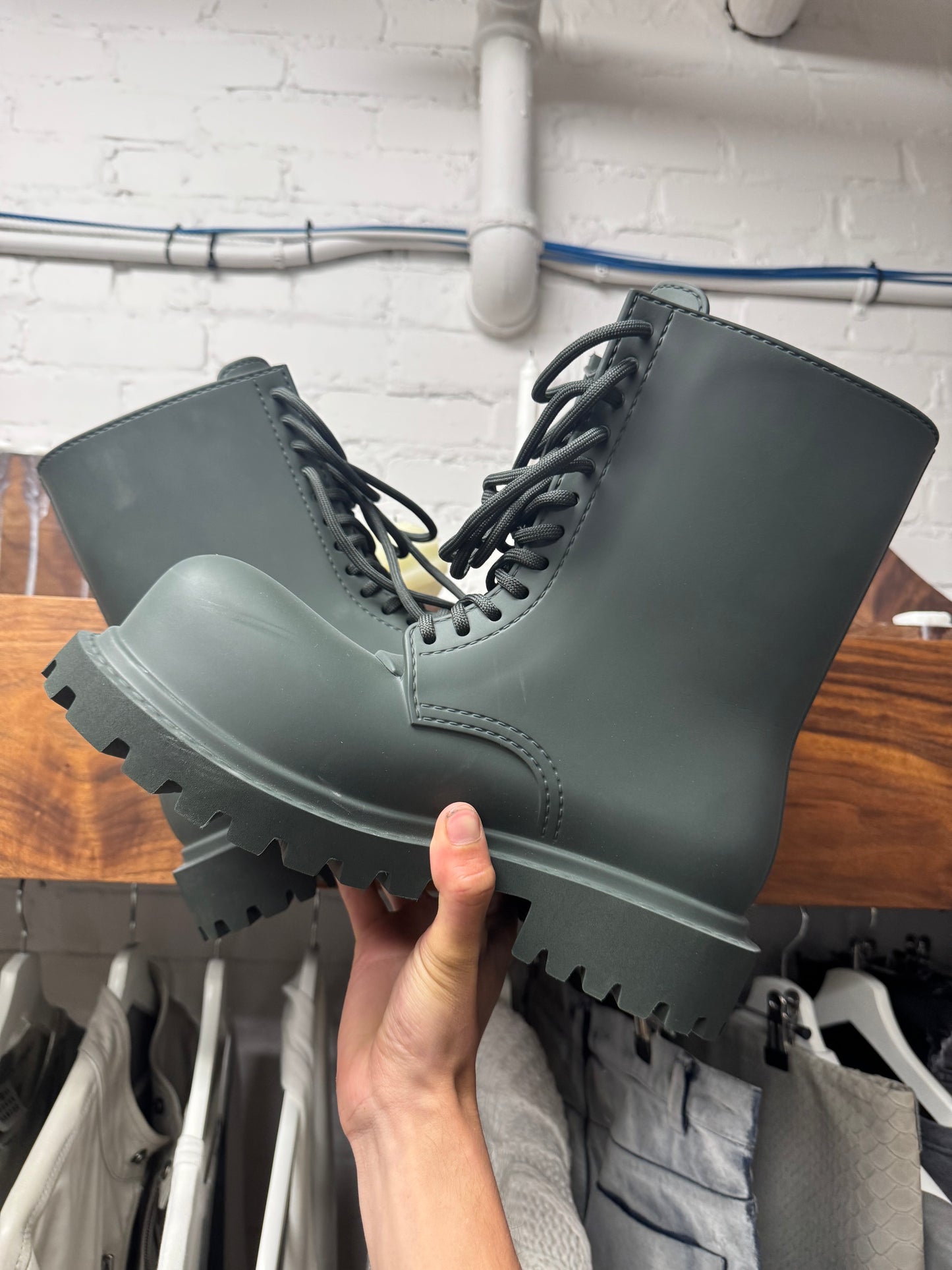 Balenciaga ‘Steriod’ Military Green Oversized Combat Boots