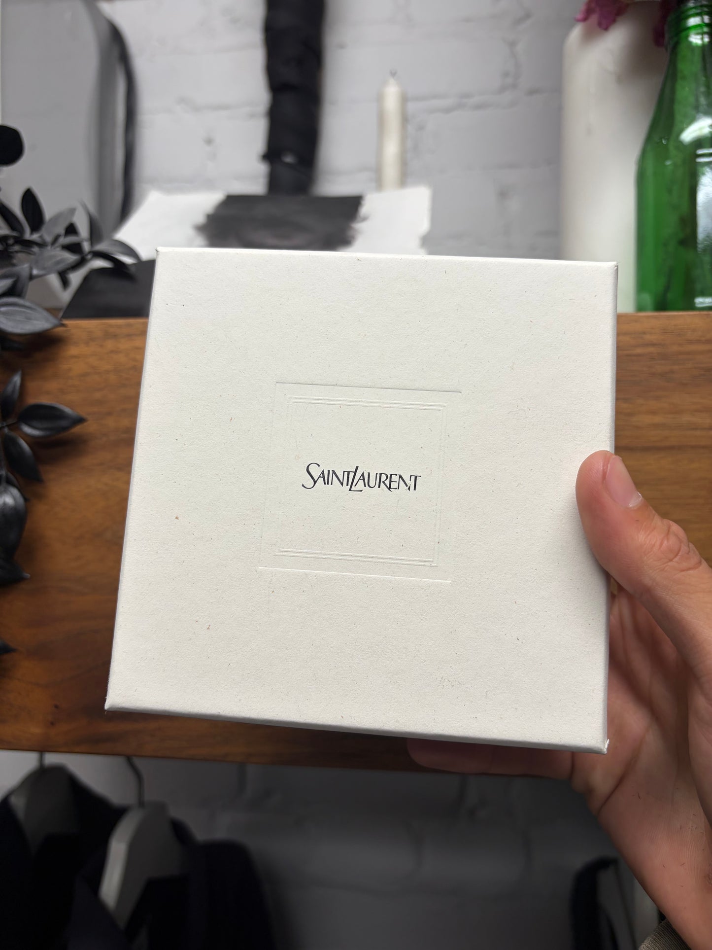 Saint Laurent Silver Toned Dog-Tag Engraved ‘YSL’ Logo Bracelet