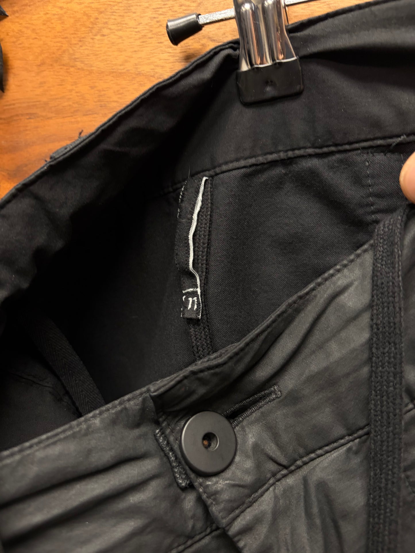 11 by Boris Bidjan Saberi Waxed Black Skinny Cut Cargo Pants