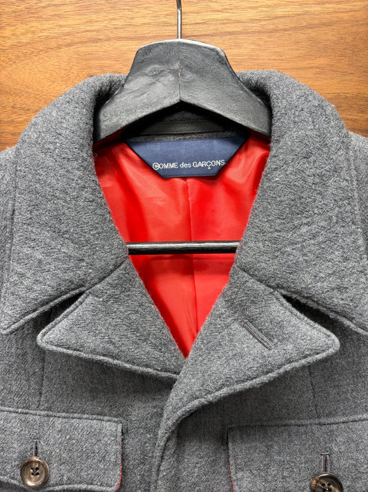 SS1997 Comme Des Garçons Homme Quilted Grey Wool Collared Coat