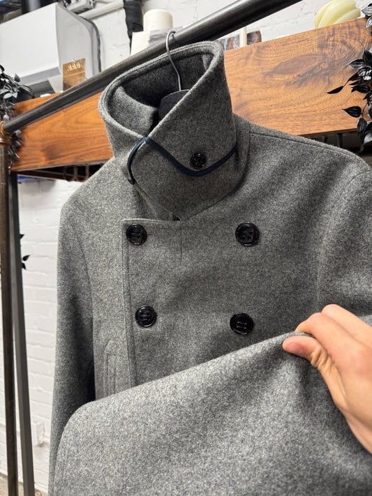 Vintage Yves Saint Laurent Grey Double Breasted Wool Peacoat