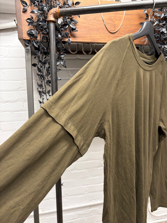 Helmut Lang Double Layered Military Green Long Sleeve Shirt