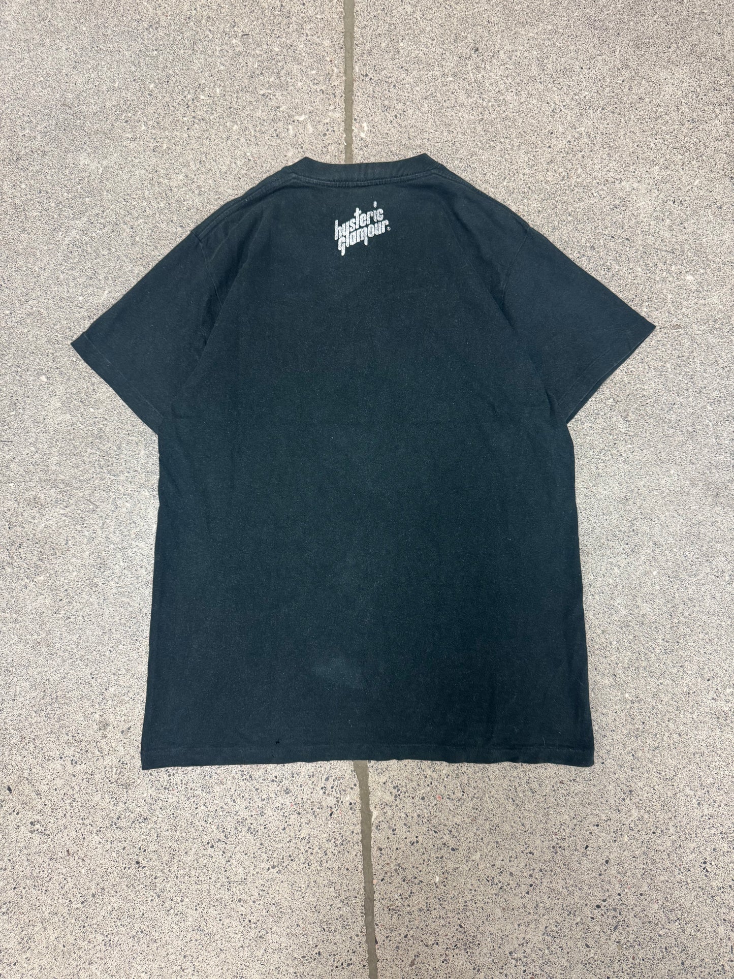 2000s Vintage Hysteric Glamour ‘Surfer Girl’ Faded Black Graphic T-Shirt