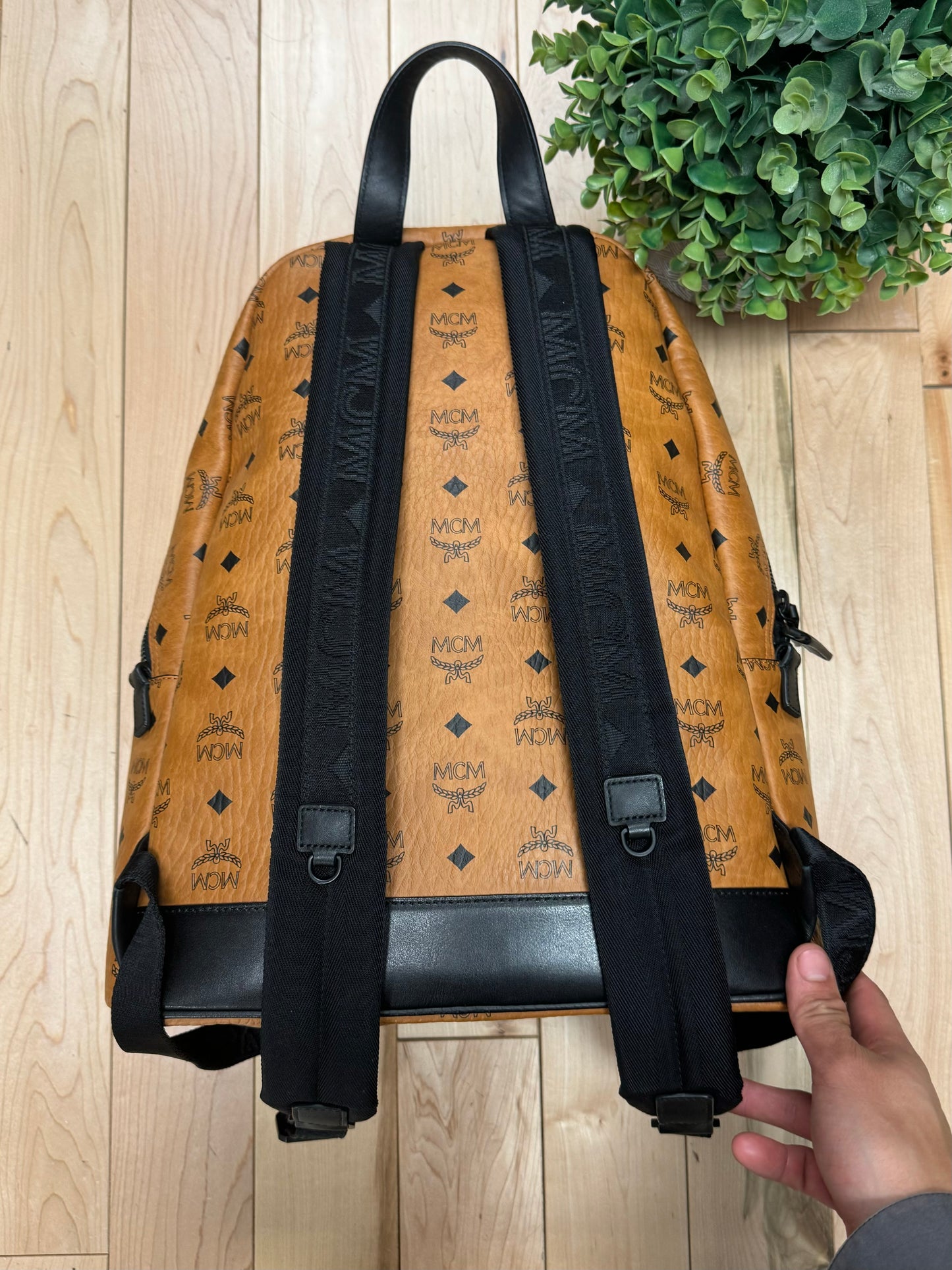 MCM Brown Monogram Leather Backpack