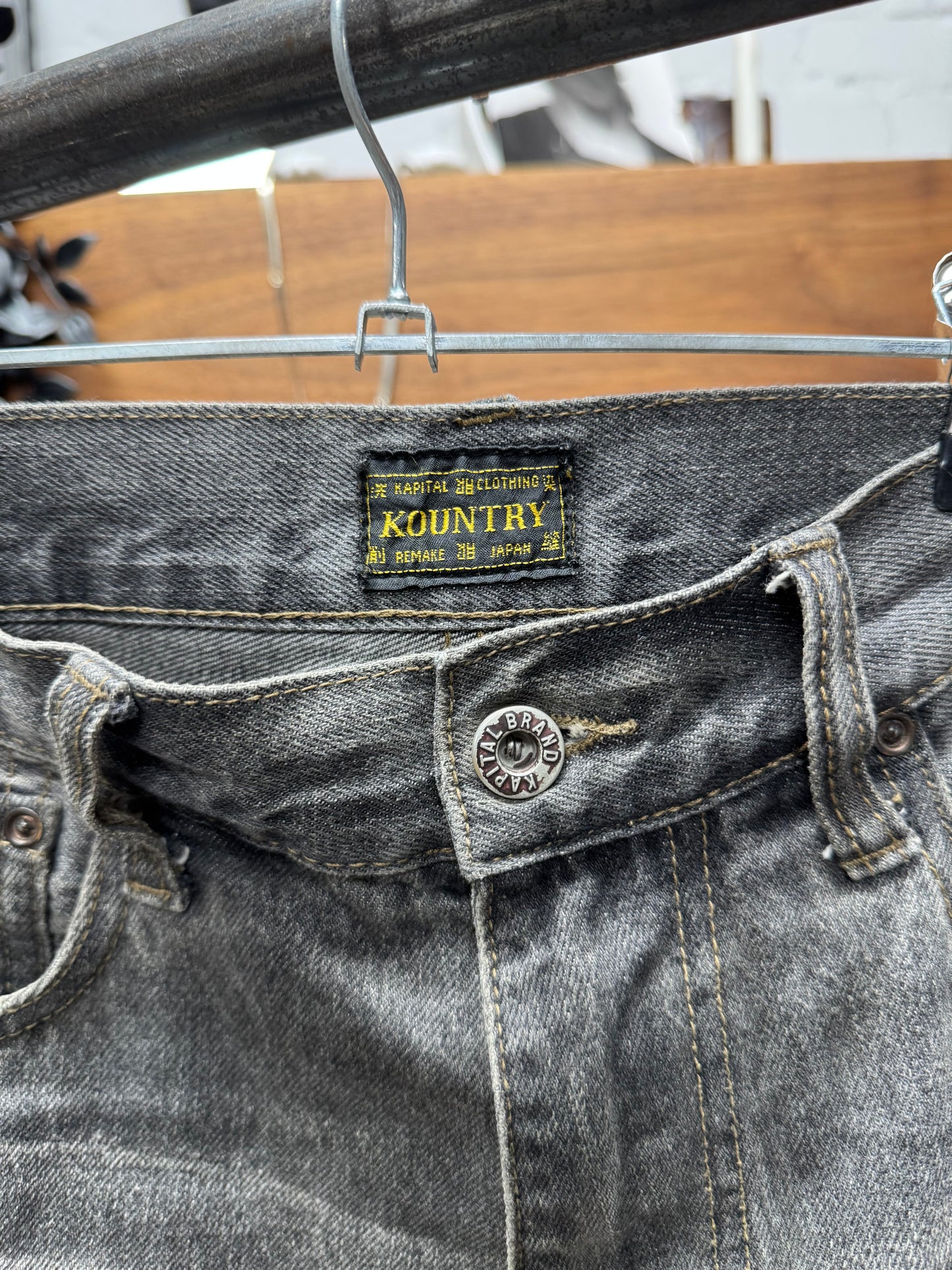 Kapital Grey 14oz ‘Bone Denim’ Cutoff Shorts