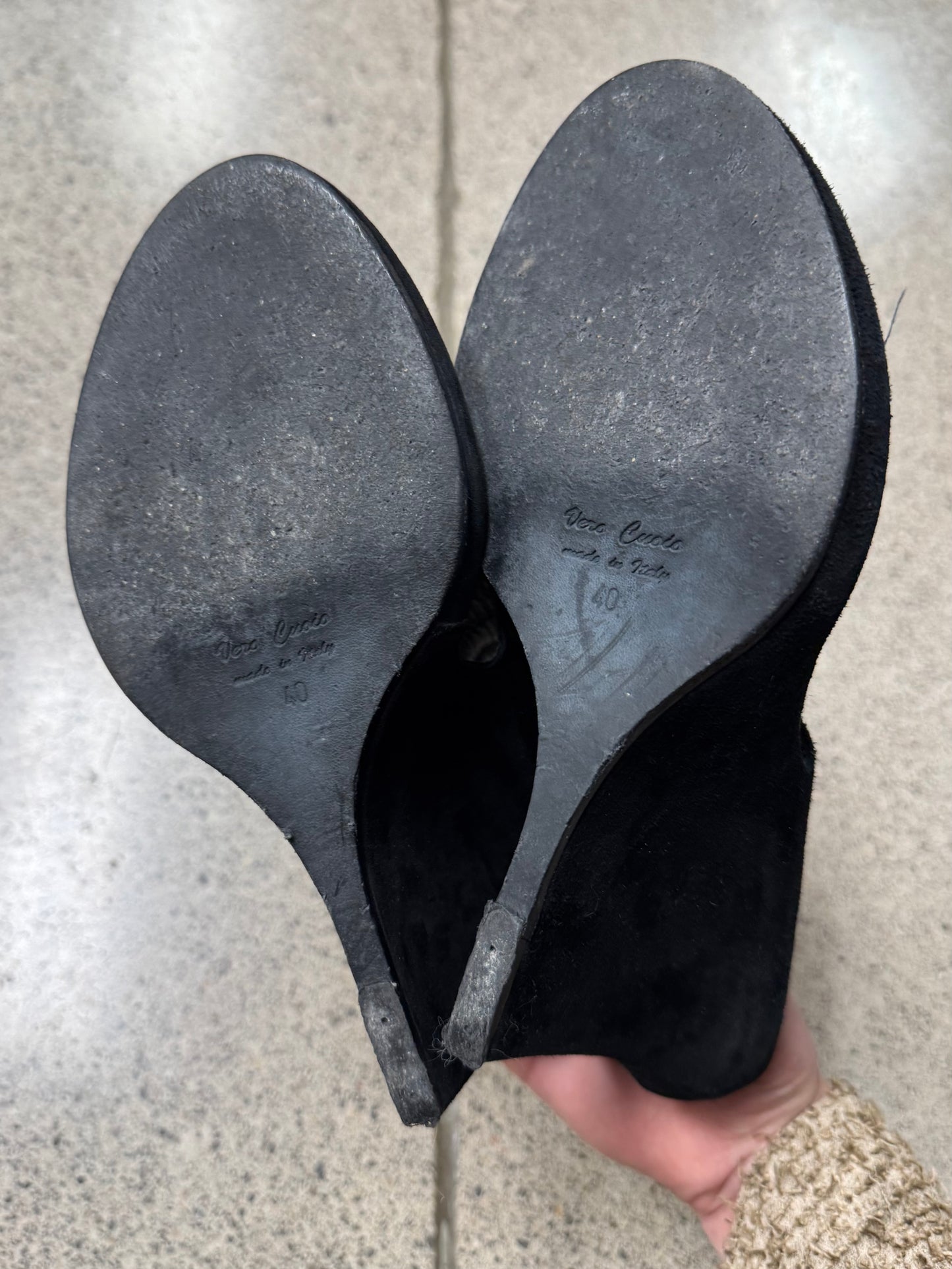 Ann Demeulemeester Black Suede Open Toe Wedge Heels