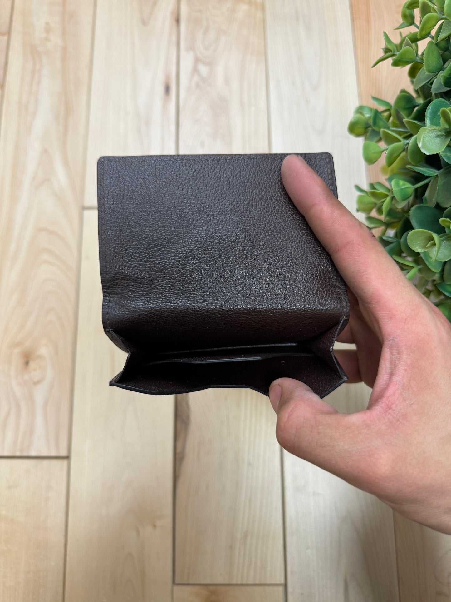 Tom Ford Brown Pebbled Calfskin Leather Cardholder Wallet