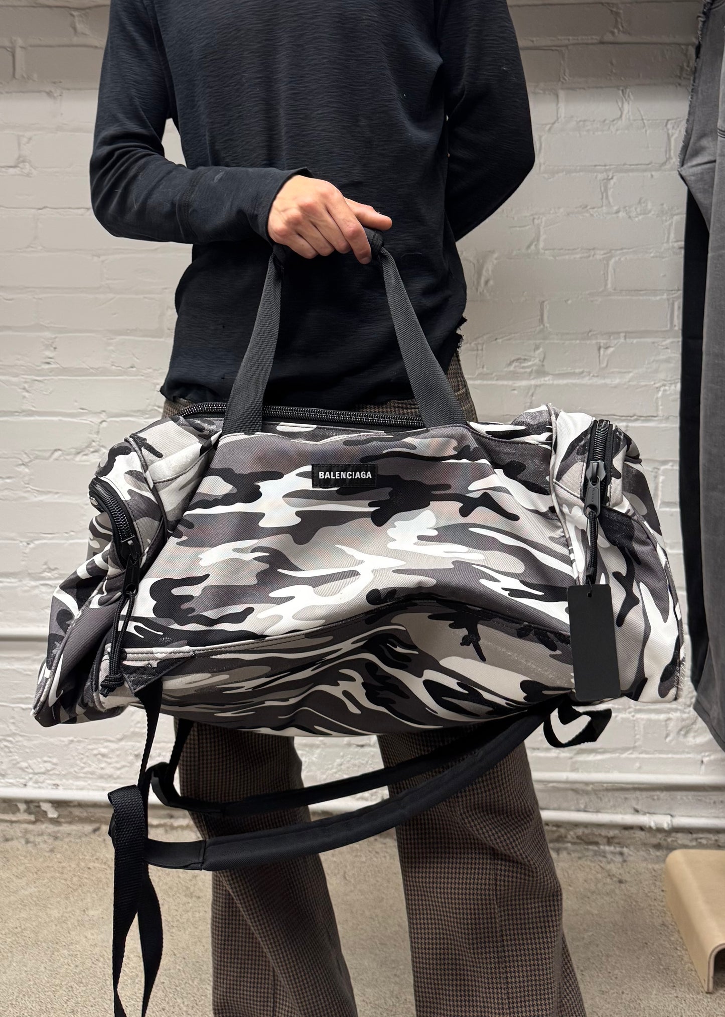 AW2021 Balenciaga ‘Snow Camo’ Convertible Gym Duffel/Backpack