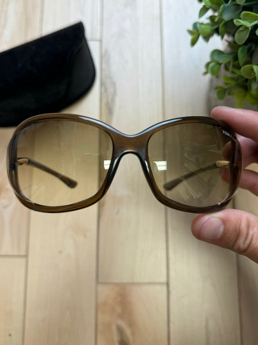 Tom Ford ‘Jennifer’ Brown Tinted Oval Sunglasses
