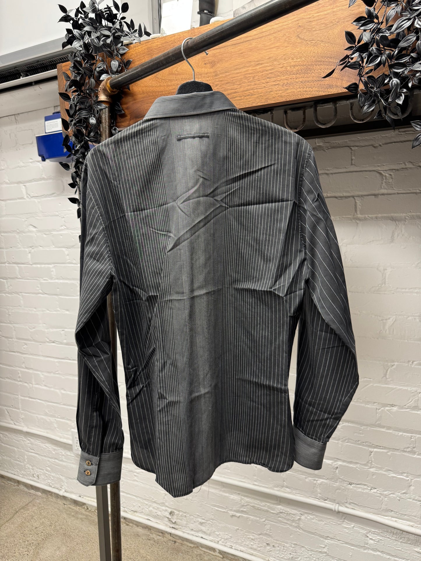 Vintage Jean Paul Gaultier Homme ‘Pinstripe’ Grey Dagger Collared Shirt
