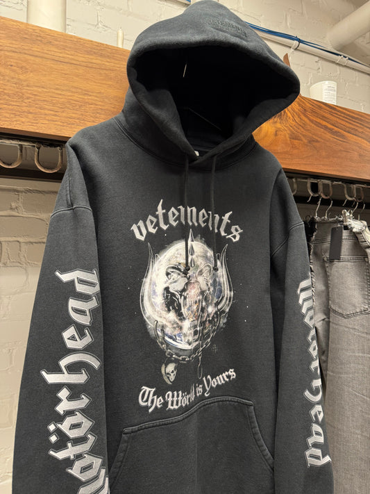 AW2020 Vetements ‘Motorhead’ Black Oversized Heavy Cotton Hoodie