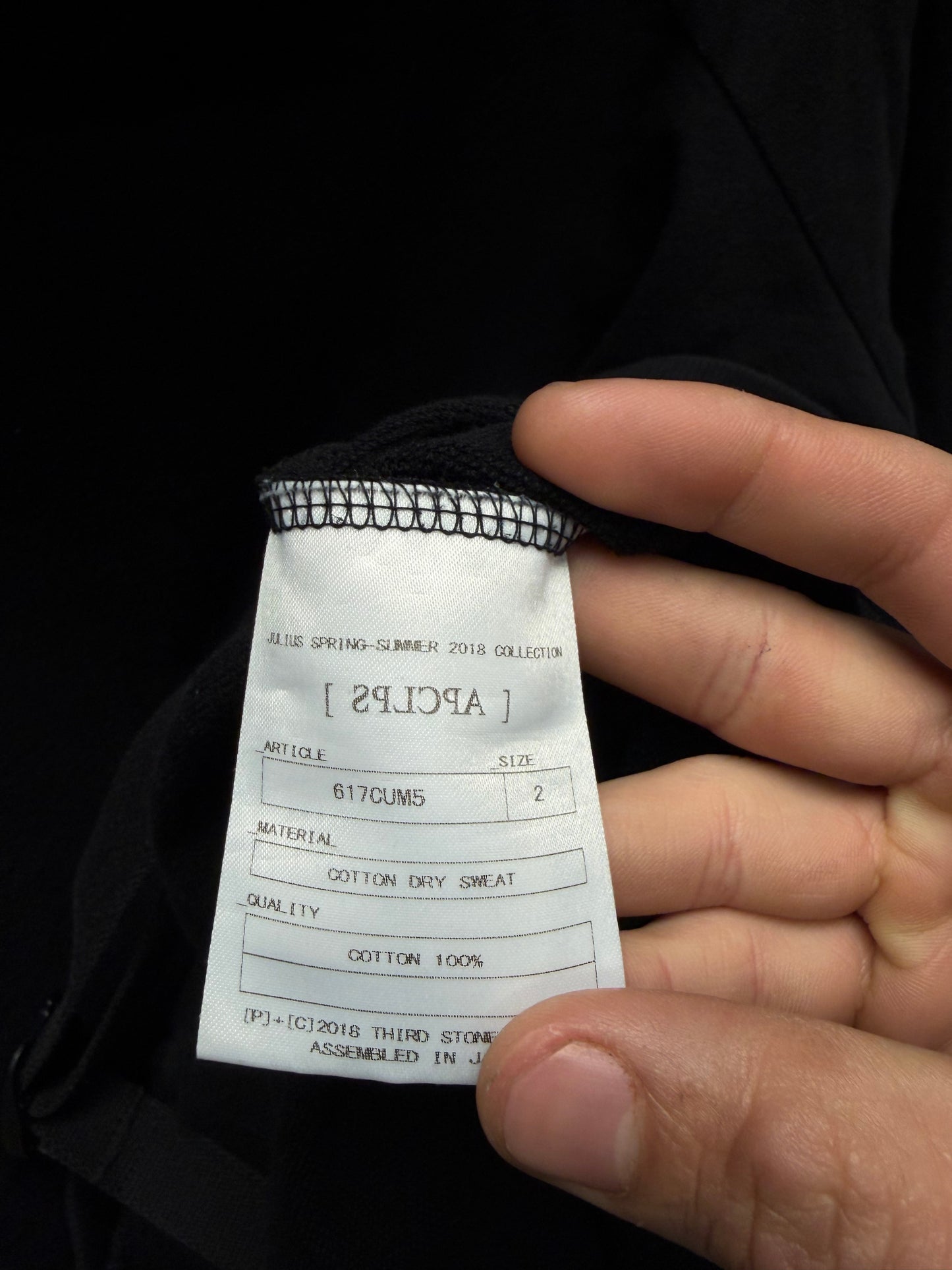 SS2018 Julius ‘Bondage Strap’ Black Cotton Pullover Hoodie