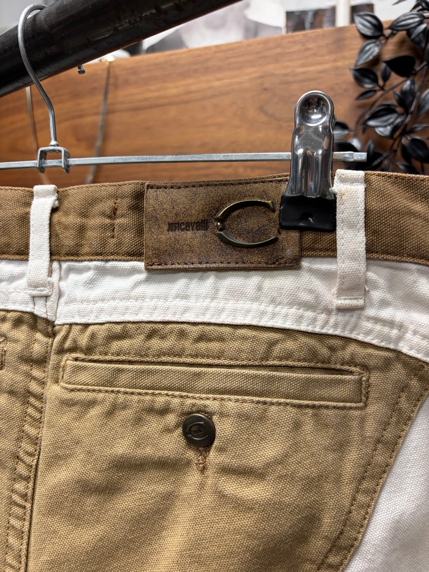 SS2004 Roberto Cavalli Panelled Brown/White Skinny Denim