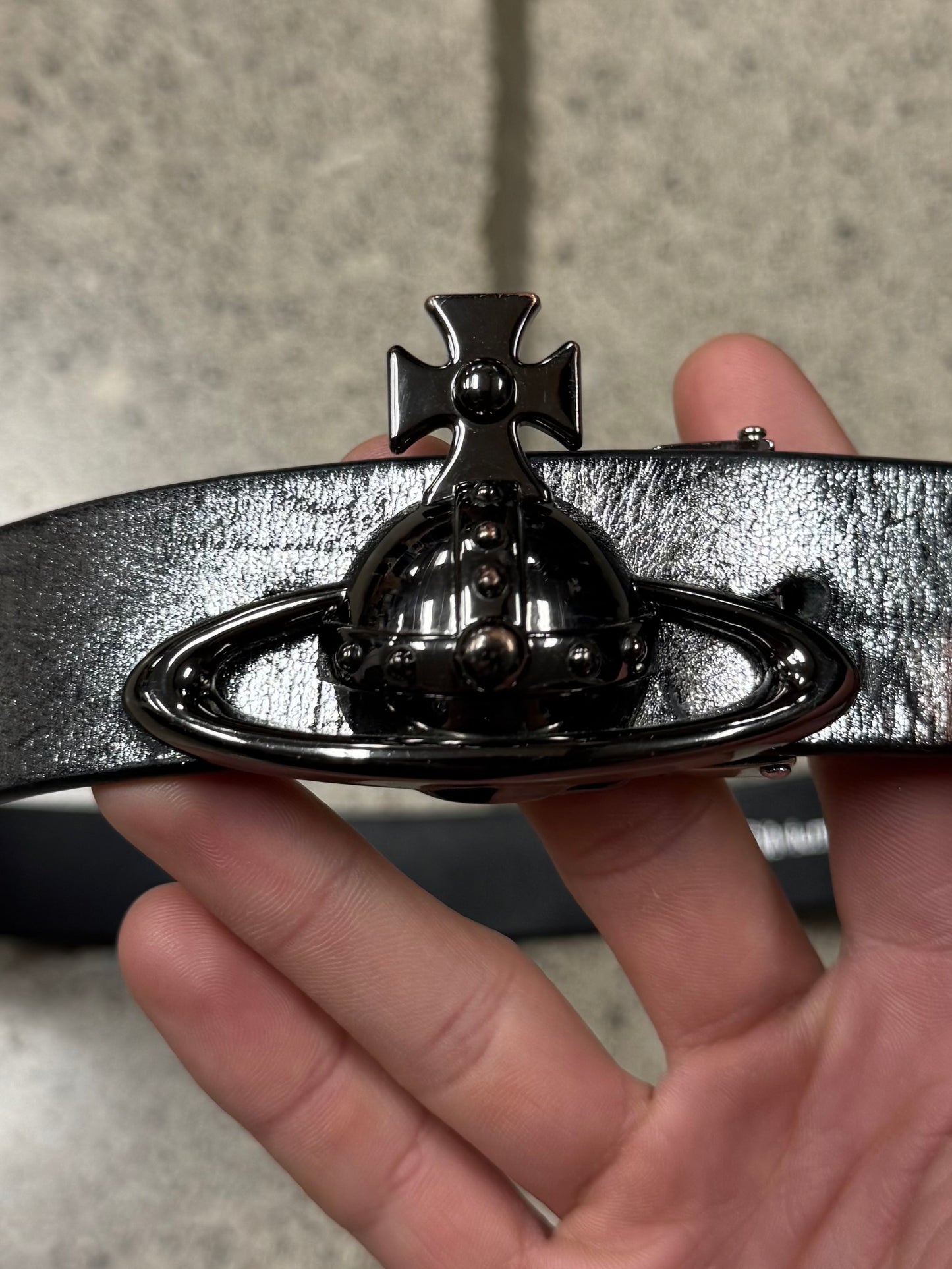 Vivienne Westwood Orb Logo Metallic Silver Belt