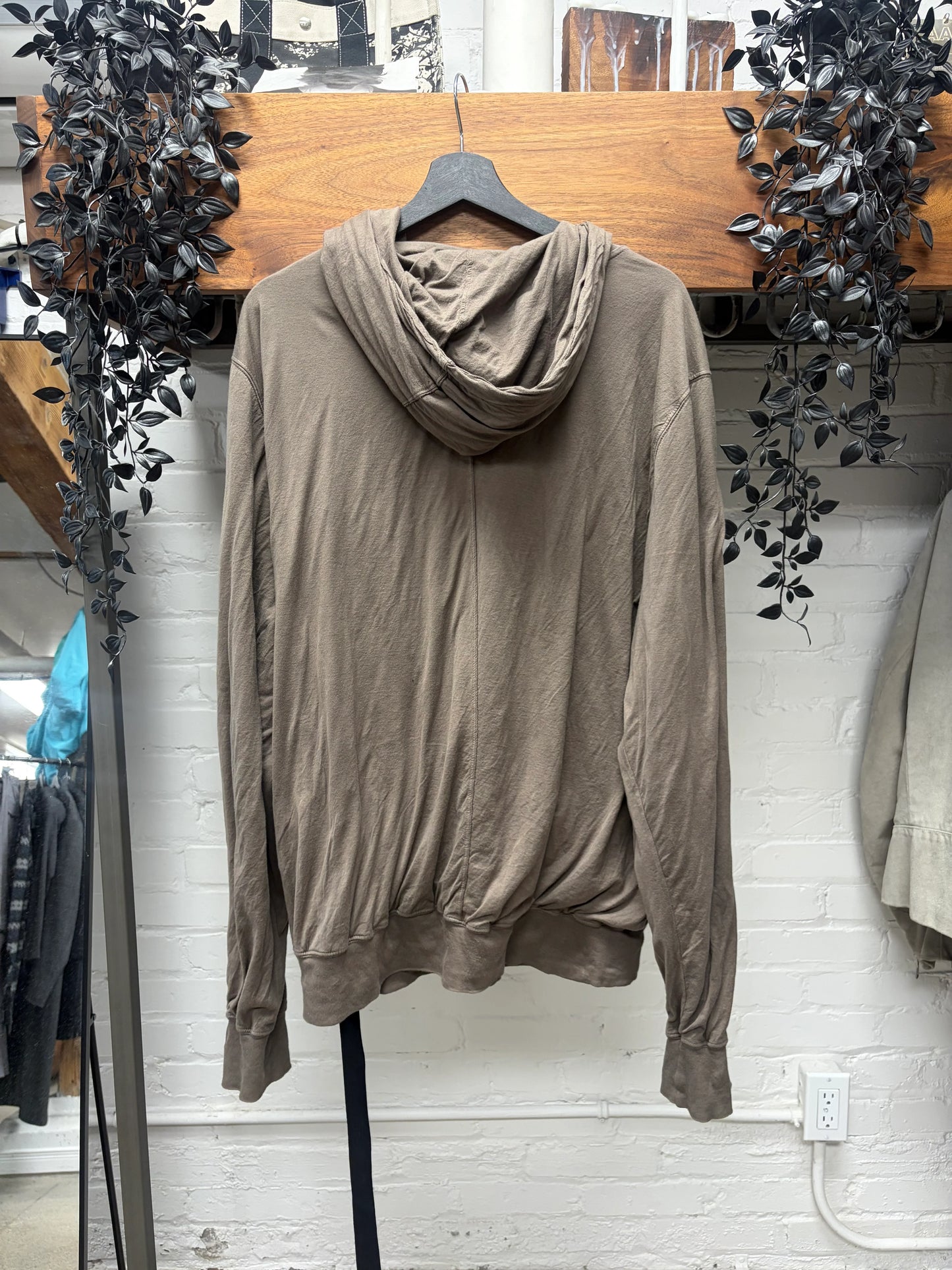 Rick Owens DRKSHDW Lightweight Dust Brown Drawstring Hoodie